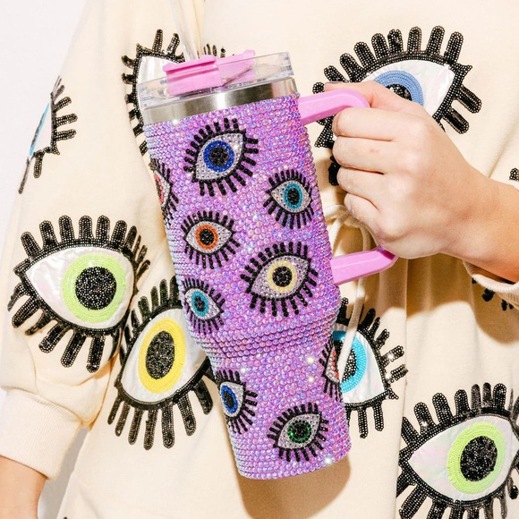 Evil eye purple rhinestone tumbler - Picture 3 of 4